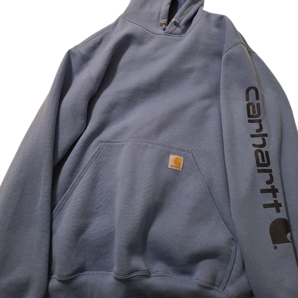 Carhartt Men's Heavy Weight Sleeve Logo Hoodie in Light Blue